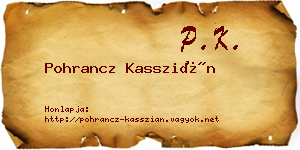 Pohrancz Kasszián névjegykártya